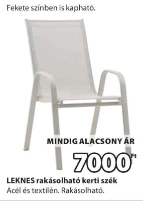 LEKNES rakásolható kerti szék