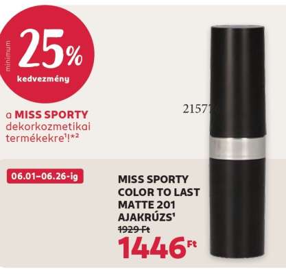 MISS SPORTY COLOR TO LAST MATTE 201 AJAKRÚZS