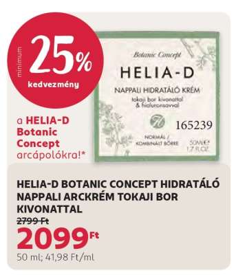 HELIA-D BOTANIC CONCEPT HIDRATÁLÓ NAPPALI ARCKRÉM TOKAJI BOR KIVONATTAL