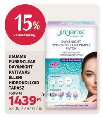 JIMJAMS PURE&CLEAR DAY&NIGHT PATTANÁS ELLENI HIDROKOLLOID TAPASZ