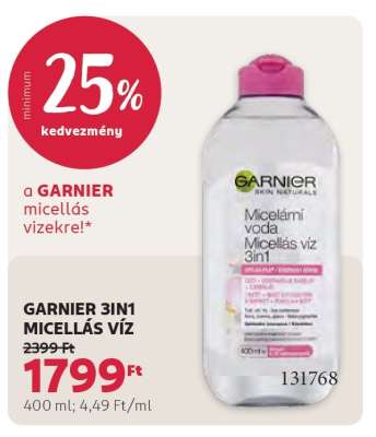 GARNIER 3IN1 MICELLÁS VÍZ