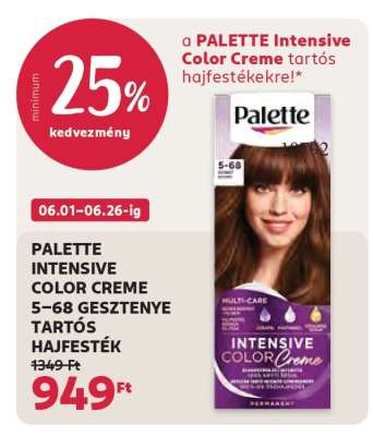 PALETTE INTENSIVE COLOR CREME 5-68 GESZTENYE TARTÓS HAJFESTÉK