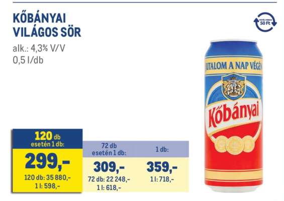 KŐBÁNYAI Világos sör*