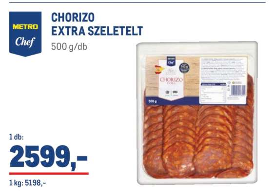 METRO Chef CHORIZO EXTRA SZELETELT