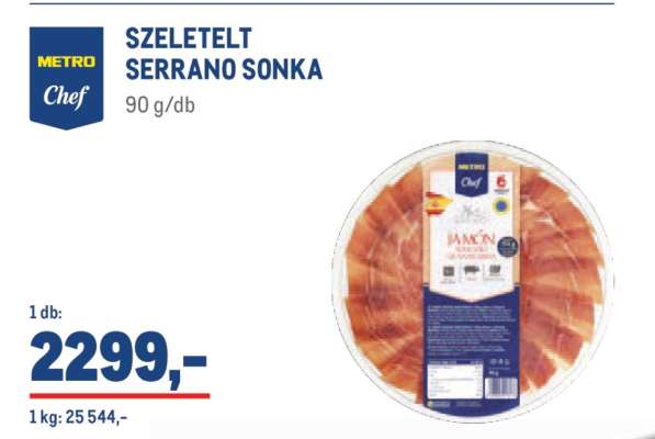 METRO Chef SZELETELT SERRANO SONKA