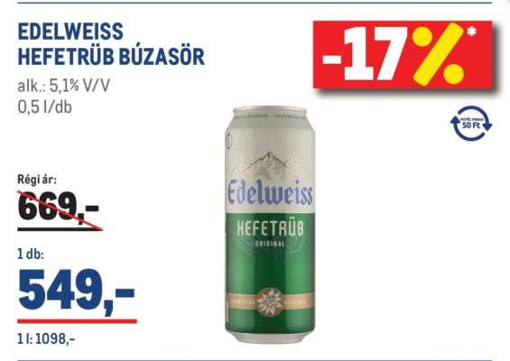 Edelweiss Hefetrüb Búzasör
