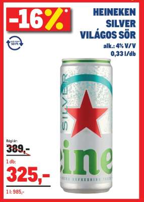 HEINEKEN SILVER VILÁGOS SÖR