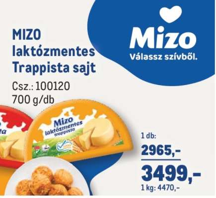 Mizo Laktózmentes Trappista Sajt