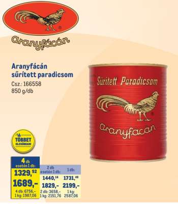 Aranyfácán Sűrített Paradicsom