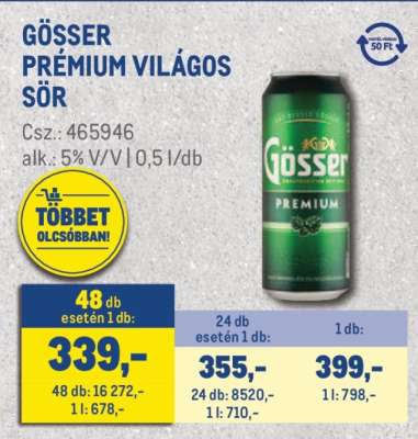 GÖSSER Prémium világos sör