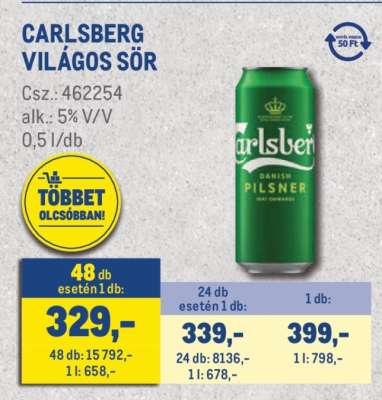 CARLSBERG Világos sör