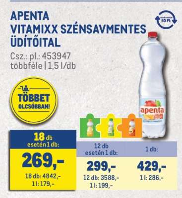 APENTA VITAMIXX SZÉNSAVMENTES ÜDÍTŐITAL