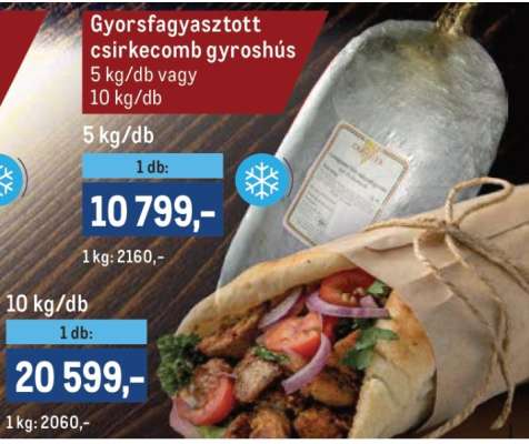 Gyorsfagyasztott csirkecomb gyros hús
