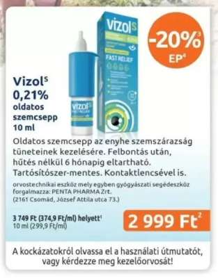 Vizol S 0,21% oldatos szemcsepp 10 ml