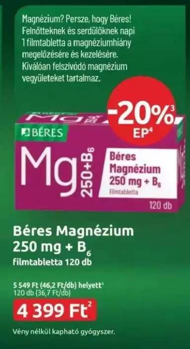 Béres Magnézium 250 mg + B6