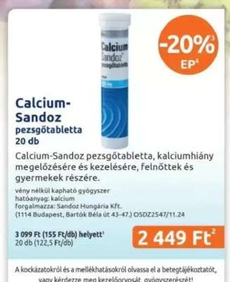Calcium-Sandoz pezsgőtabletta 20 db