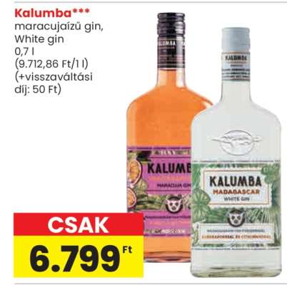 Kalumba maracujáízú gin, White gin