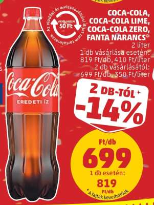 Coca-Cola, Coca-Cola Lime, Coca-Cola Zero, Fanta Narancs