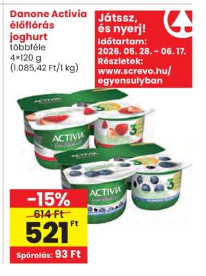 DANONE Activia élőflórás joghurt