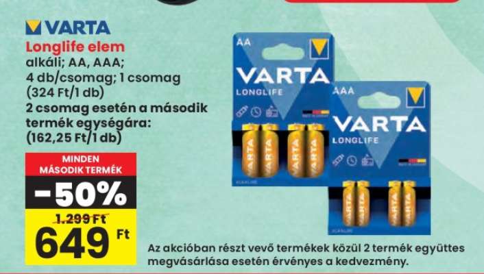 Varta Longlife elem