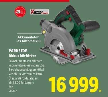 Parkside Akkus körfűrész