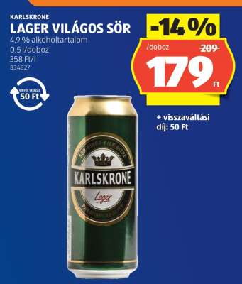 KARLSKRONE Lager Világos Sör