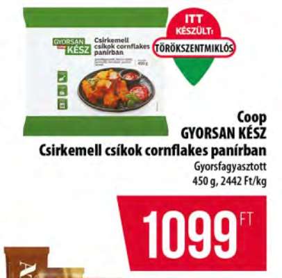 Coop Gyorsan kész csirkemell csíkok cornflakes panírban