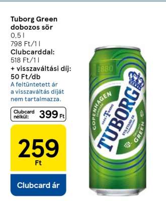 Tuborg Green dobozos sör