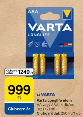 Varta Longlife elem