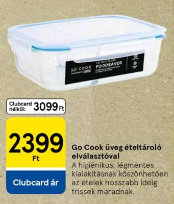 Go Cook üveg ételtároló elválasztóval