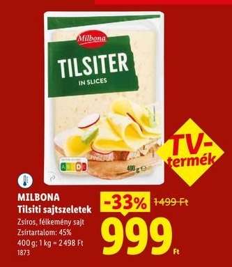 MILBONA Tilsiti sajtszeletek