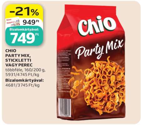 CHIO PARTY MIX, STICKLETTI VAGY PEREC