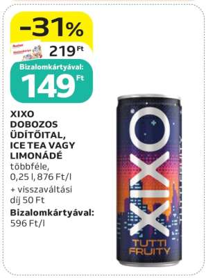 XIXO DOBOZOS ÜDÍTŐITAL, ICE TEA VAGY LIMONÁDÉ