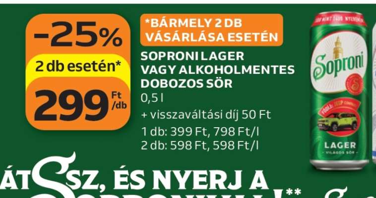 Soproni Lager vagy alkoholmentes dobozos sör