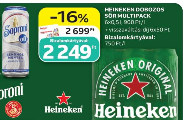 Heineken dobozos sör multipack