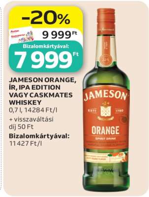 JAMESON ORANGE, ÍR, IPA EDITION VAGY CASKMATES WHISKEY