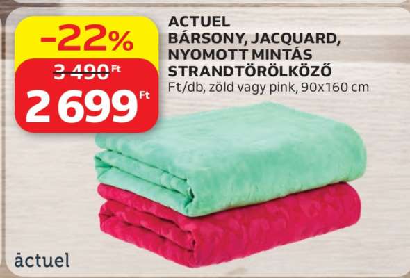 ACTUEL BÁRSONY, JACQUARD, NYOMOTT MINTÁS STRANDTÖRÖLKÖZŐ