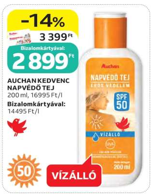 AUCHAN KEDVENC NAPVÉDŐ TEJ