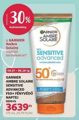 GARNIER AMBRE SOLAIRE SENSITIVE ADVANCED F50+ FÉNYVÉDŐ NAPTEJ