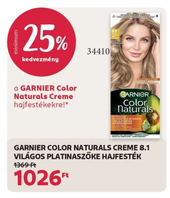 GARNIER COLOR NATURALS CREME 8.1 VILÁGOS PLATINASZŐKE HAJFESTÉK