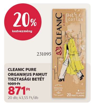 CLEANIC PURE ORGANIKUS PAMUT TISZTASÁGI BETÉT