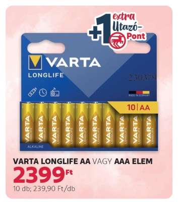 VARTA LONGLIFE AA VAGY AAA ELEM