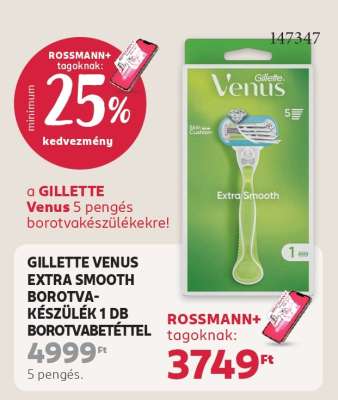 GILLETTE VENUS EXTRA SMOOTH BOROTVA-KÉSZÜLÉK 1 DB BOROTVABETÉTTEL