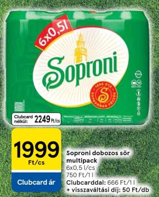 Soproni Dobozos Sör Multipack