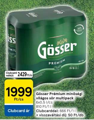 Gösser Prémium minőségi világos sör multipack
