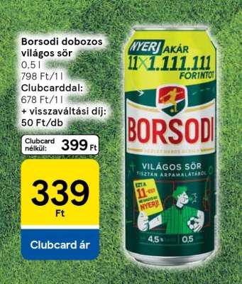 Borsodi dobozos világos sör