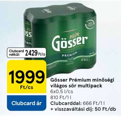 Gösser Prémium minőségi világos sör multipack
