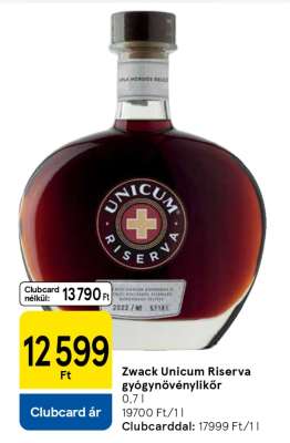 Zwack Unicum Riserva gyógynövénylikőr