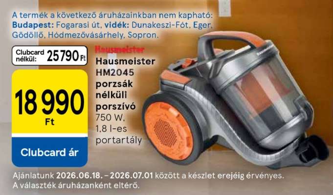 Hausmeister HM2045 porzsák nélküli porszívó