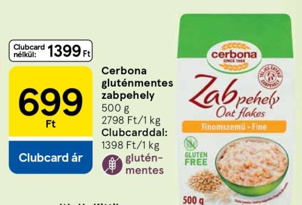 Cerbona gluténmentes zabpehely